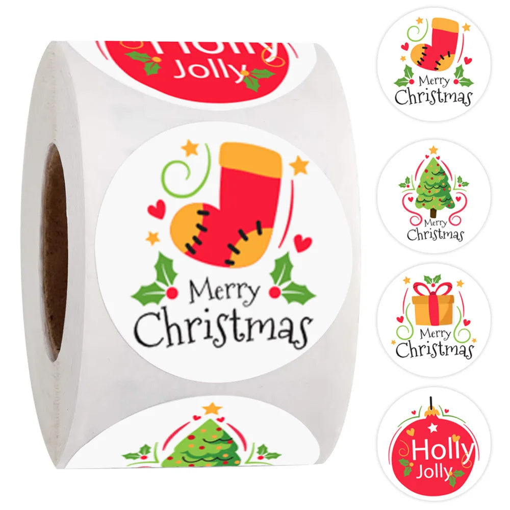 100-500Pcs White Merry Christmas Label Stickers for Card Gift Package Wrapping Festival Party Baking Small Business 1inch (Online Order Only)