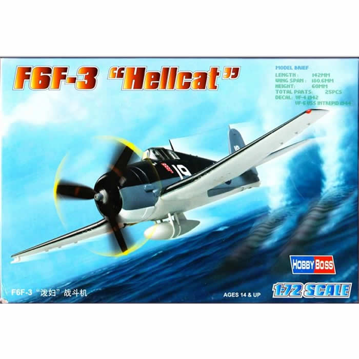 HBM80256 F-6F-3 Hellcat 1/72 Scale Plastic Model Kit Hobby Boss (ONLINE ORDER ONLY)