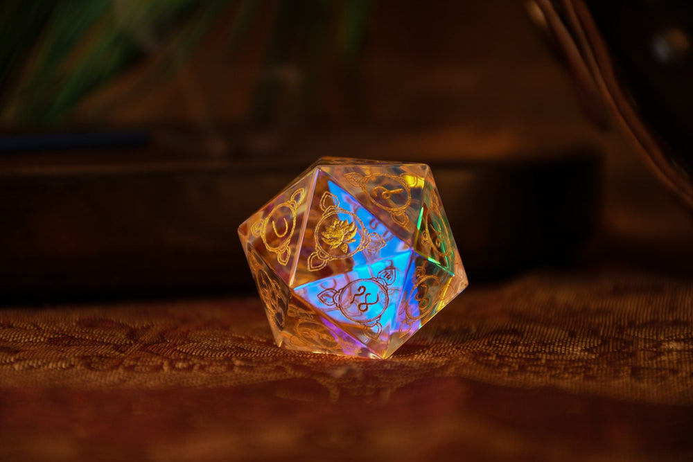 Hindi Prismatic Glass 30mm d20 - Dice Around the World Collection (ONLINE ORDER ONLY)