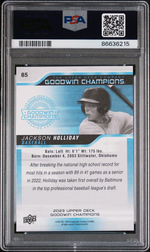 2023 UPPER DECK GOODWIN CHAMPIONS JACKSON HOLLIDAY  #85 - PSA 10 (Online Order Only)