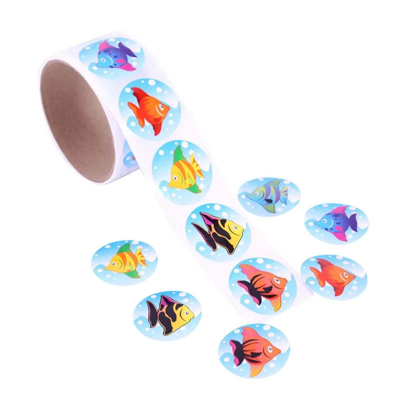 100pcs/1 roll reward stickers roll kids sticker scrapbooking star 3D cartoon characters funny Toys for Children (ONLINE ORDER ONLY)