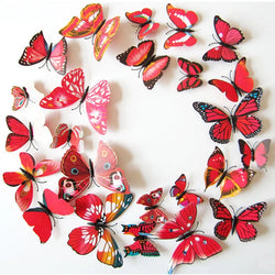 3D Red/White Butterfly Wall Stickers - Home Decor, Fridge Magnets, Wedding Decoration (Online Order Only)