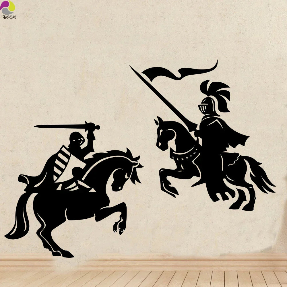 Knight Warrior Wall Sticker Dragon Slayer Horse Soldier Army Decal Vinyl Decor (ONLINE ORDER ONLY)
