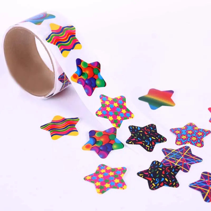 100pcs/1 roll reward stickers roll kids sticker scrapbooking star 3D cartoon characters funny Toys for Children (ONLINE ORDER ONLY)