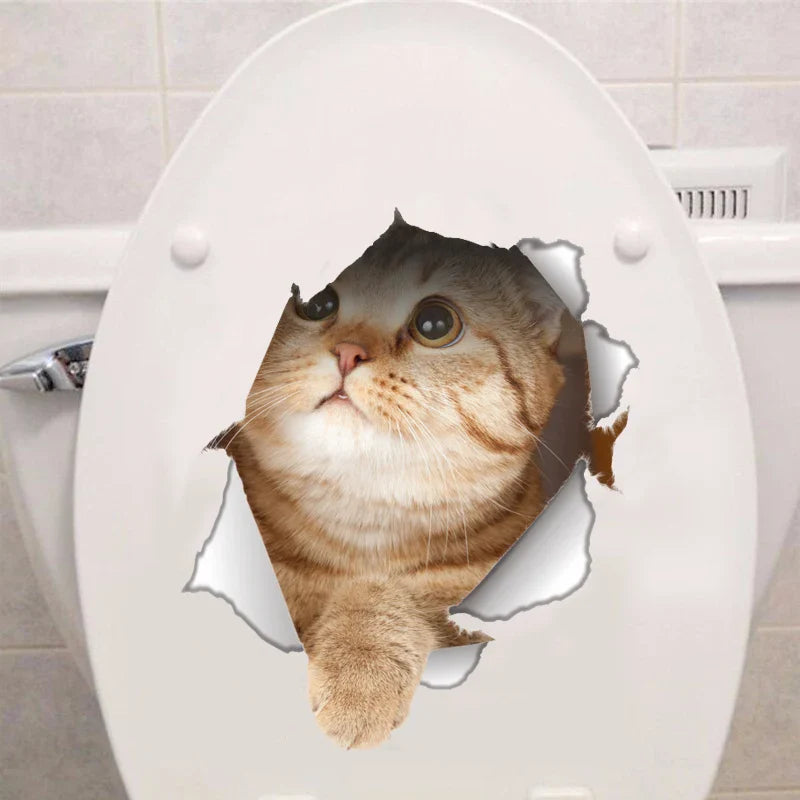 Vinyl Cat 3D Wall Sticker Bathroom Living Room Decor Decal (Online Order Only)