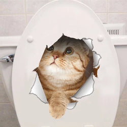 Vinyl Cat 3D Wall Sticker Bathroom Living Room Decor Decal (Online Order Only)