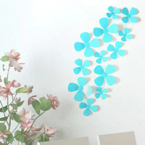 12 Pcs 3D Multicolor Flower Wall Stickers Home Decor Decals Self-adhesive (Online Order Only)
