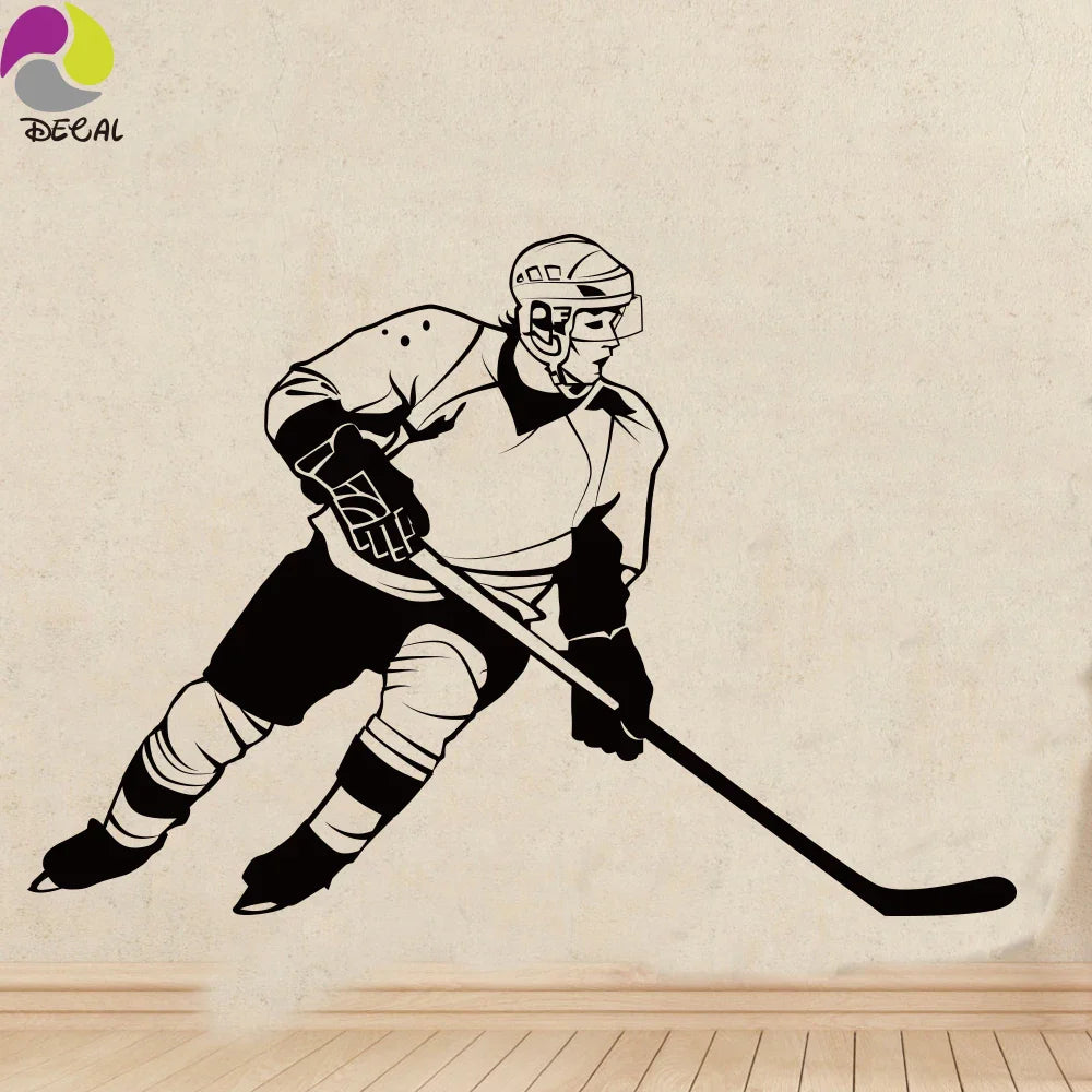 Hockey Player Wall Sticker Vinyl Decal for Kids Room Decor (Online Order Only)