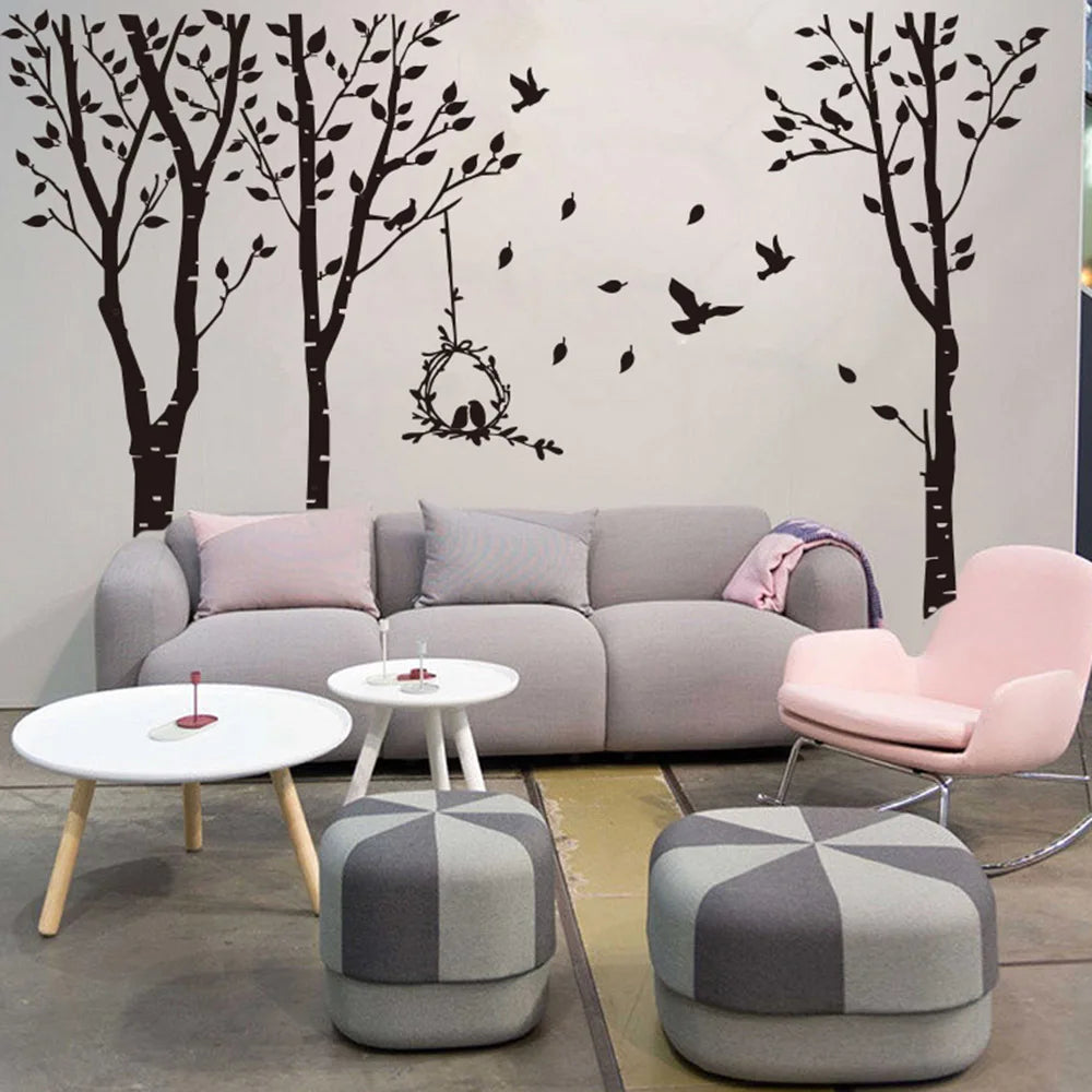 Large Tree Bird Wall Sticker Forest Landscape Vinyl Decal Home Decor Art Mural (Online Order Only)