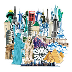 World Landmark Stickers Decal Set for Luggage, Laptop, Guitar, Skateboard, Car (Online Order Only)