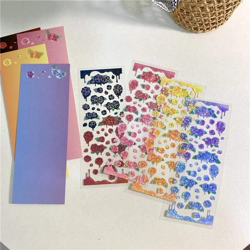 Ins Melting Rose Sticker Hand Account Scrapbooking Decorative Sticker DIY Diary Album Stick Label Korean Stationery (ONLINE ORDER ONLY)