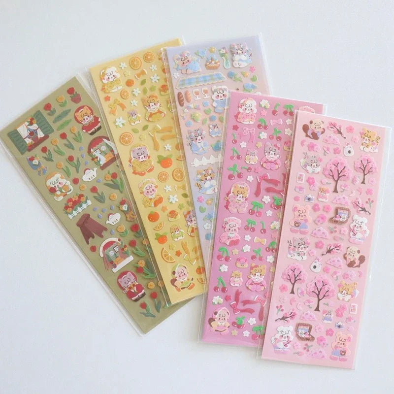 Kawaii Sakura Cat Series Stickers Scrapbooking Decorative Sticker Korean DIY Diary Album Stick Label School Stationery (ONLINE ORDER ONLY)