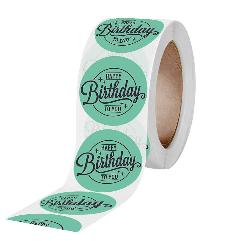 100-500pcs Cute Happy Birthday Sticker Birthday Gift Decoration Label Sealing Balloon Cake Label Packaging Scrapbook Sticker (Online Order Only)