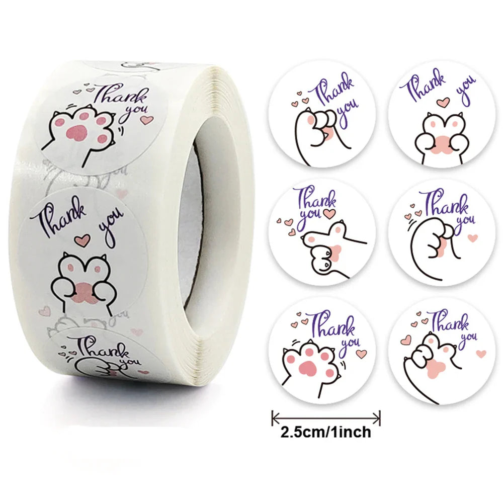 100-500pcs Cartoon Thank You Seal Sticker New Style Festival Manual Diy Decorate Sealing Sticker Thank You Label (ONLINE ORDER ONLY)