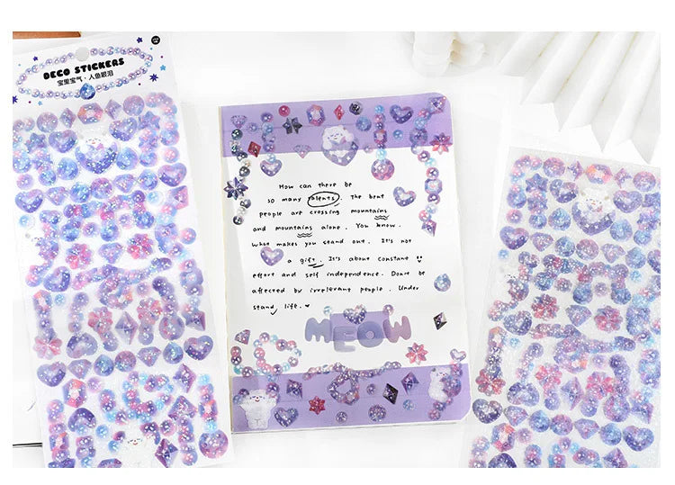 Laser Jewelry beaded Stickers Hand Account DIY Album Stick Label Decoration Scrapbooking Material Sticker Kawaii Stationery (ONLINE ORDER ONLY)