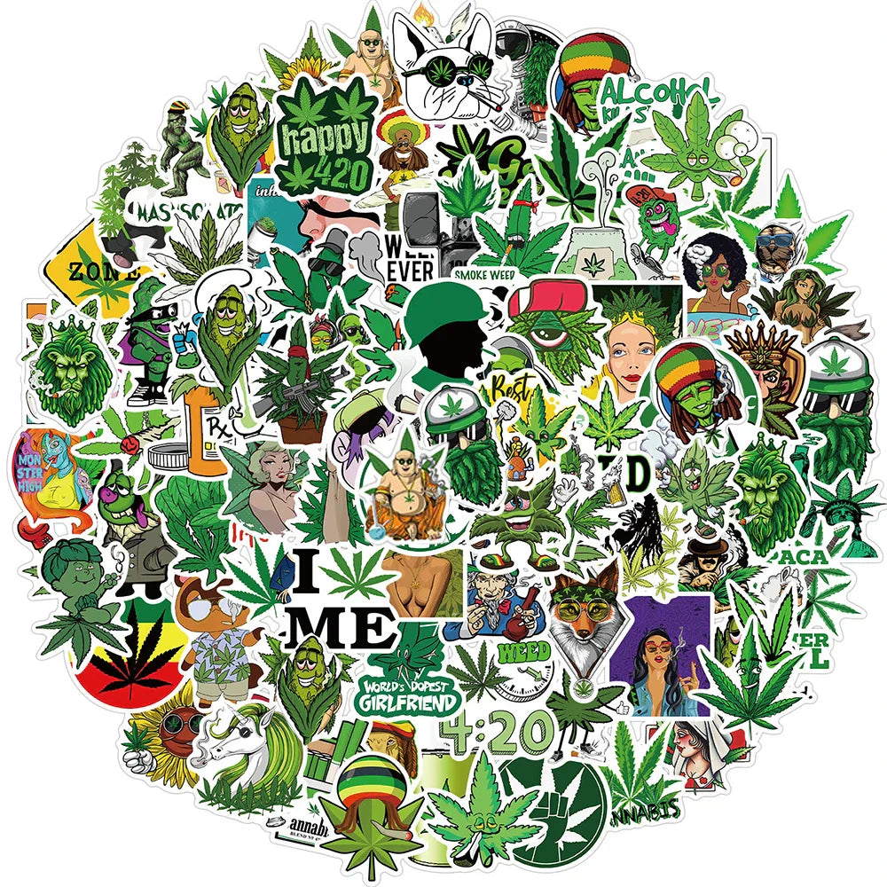 Funny Weed Smoking Graffiti Stickers for Skateboard Laptop Guitar Motorcycle Decal 10/30/50/100PCS (ONLINE ORDER ONLY)
