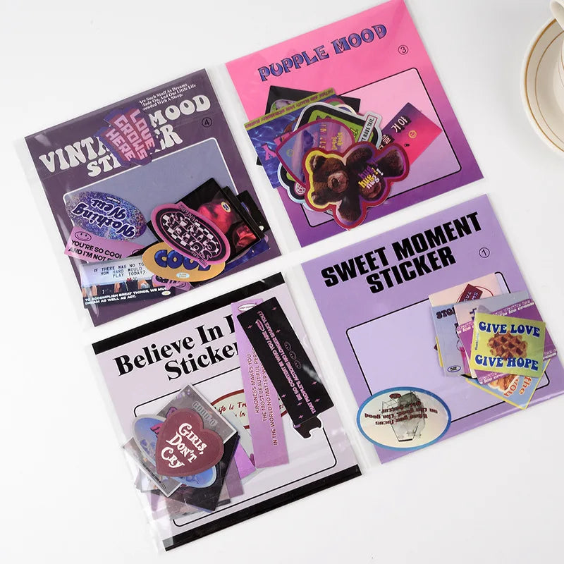 American Retro Bear Butterfly Decor Stickers Scrapbooking Stick Label Diary Album Stickers Kawaii Stationery Laser Stickers Gift (Online Order Only)