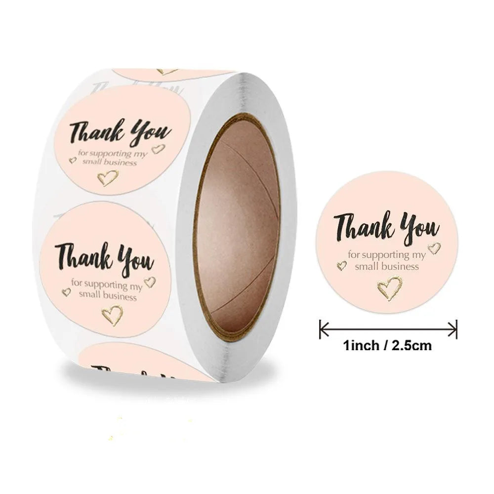 500pcs/roll Thank You Stickers For Seal Labels 1 Inch Gift Packaging Stickers Birthday Party Offer Stationery Sticker (ONLINE ORDER ONLY)