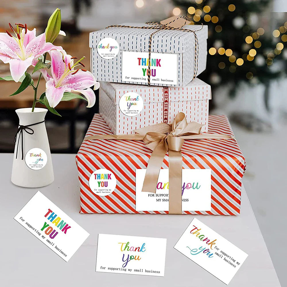 500pcs/roll Thank You Stickers Label Exquisite Design Adhesive Envelope Seals Stickers Appreciation Cards for Wedding Birthday (ONLINE ORDER ONLY)