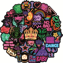 VSCO Neon Graffiti Stickers: Laptop, Guitar, Luggage, Skateboard, Bike, Car, Waterproof Decals, 10/30/50PCS (Online Order Only)