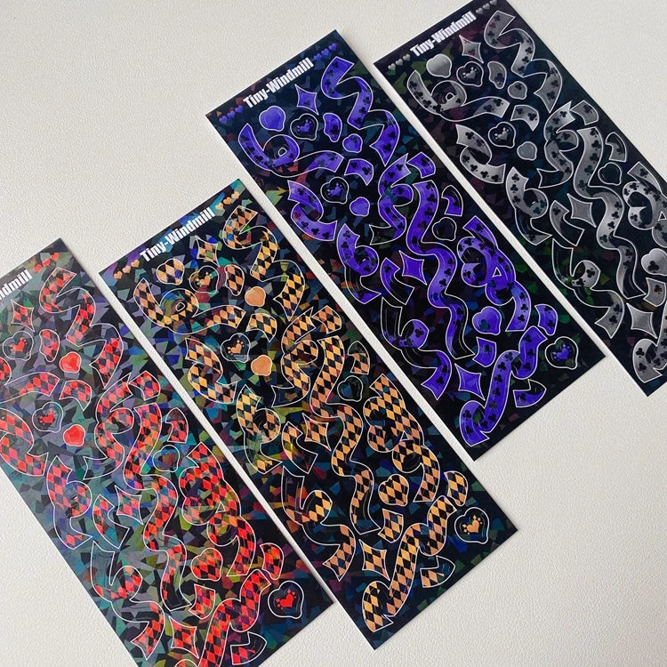 Korean Ins Checkerboard Lattice Ribbon Sticker Idol Card Hand Account DIY Diary Decoration Stickers Creative Stationery (ONLINE ORDER ONLY)