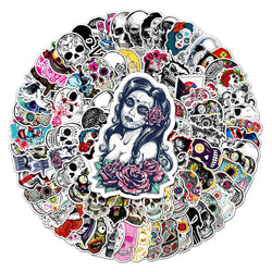 10/30/50/100PCS Horror Skull Zombie Waterproof Skateboard Fridge Bike Laptop Motorcycle Luggage Car Cool Graffiti Decal Sticker (ONLINE ORDER ONLY)