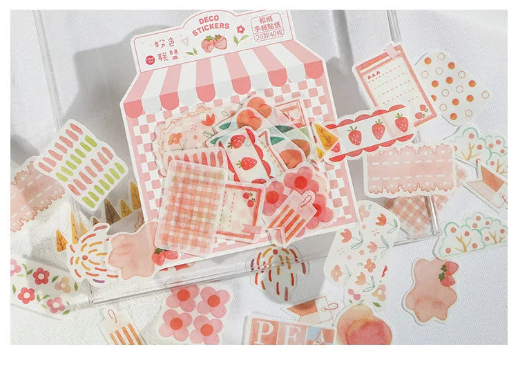 40Pcs/lot Sweet Life Series Stickers Scrapbooking Decorative Sticker DIY Diary Album Stick Label Escolar Cute Stationery Gift (Online Order Only)