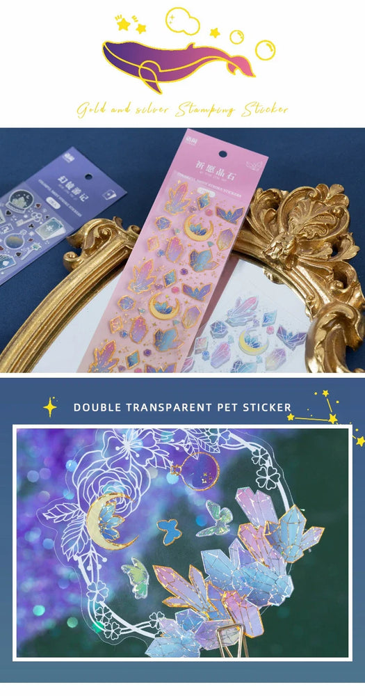 2Pcs Romantic Bronzing Silver Sticker Moonlight Scrapbooking Decorative Stickers Craft Photo Album DIY Aesthetics Stick Label (ONLINE ORDER ONLY)