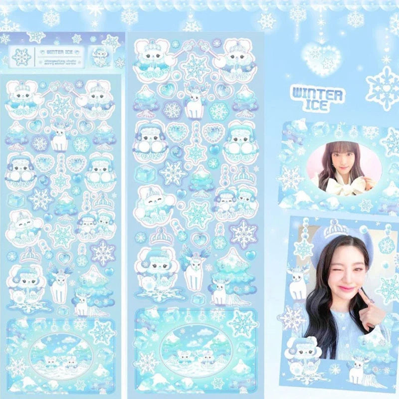 1pcs Kawaii Animals Laser Stickers Scrapbooking Decorative Cute Sticker Korean DIY Diary Album Stick Label School Stationery (Online Order Only)