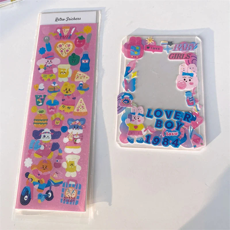 Cute Rabbit Laser Sticker Letters Decorative Stickers Idol Card Making Scrapbooking Journal Photo Album Stick Label Stationery (Online Order Only)