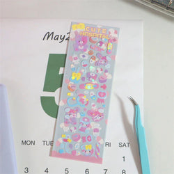 Cute ins Bear Rabbit Laser Sticker Scrapbooking Decorative Sticker Korean Hand Account DIY Diary Album Stick Label Stationery (Online Order Only)