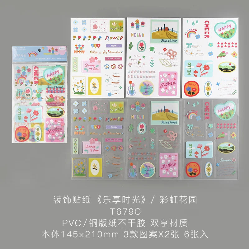 6 Sheets Enjoy Happy Time Series Stickers Scrapbooking Decorative Sticker Korean DIY Diary Album Stick Label Kawaii Stationery (ONLINE ORDER ONLY)