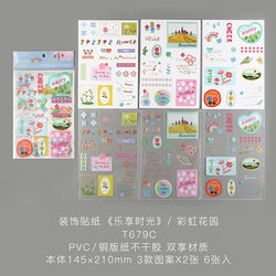 6 Sheets Enjoy Happy Time Series Stickers Scrapbooking Decorative Sticker Korean DIY Diary Album Stick Label Kawaii Stationery (ONLINE ORDER ONLY)