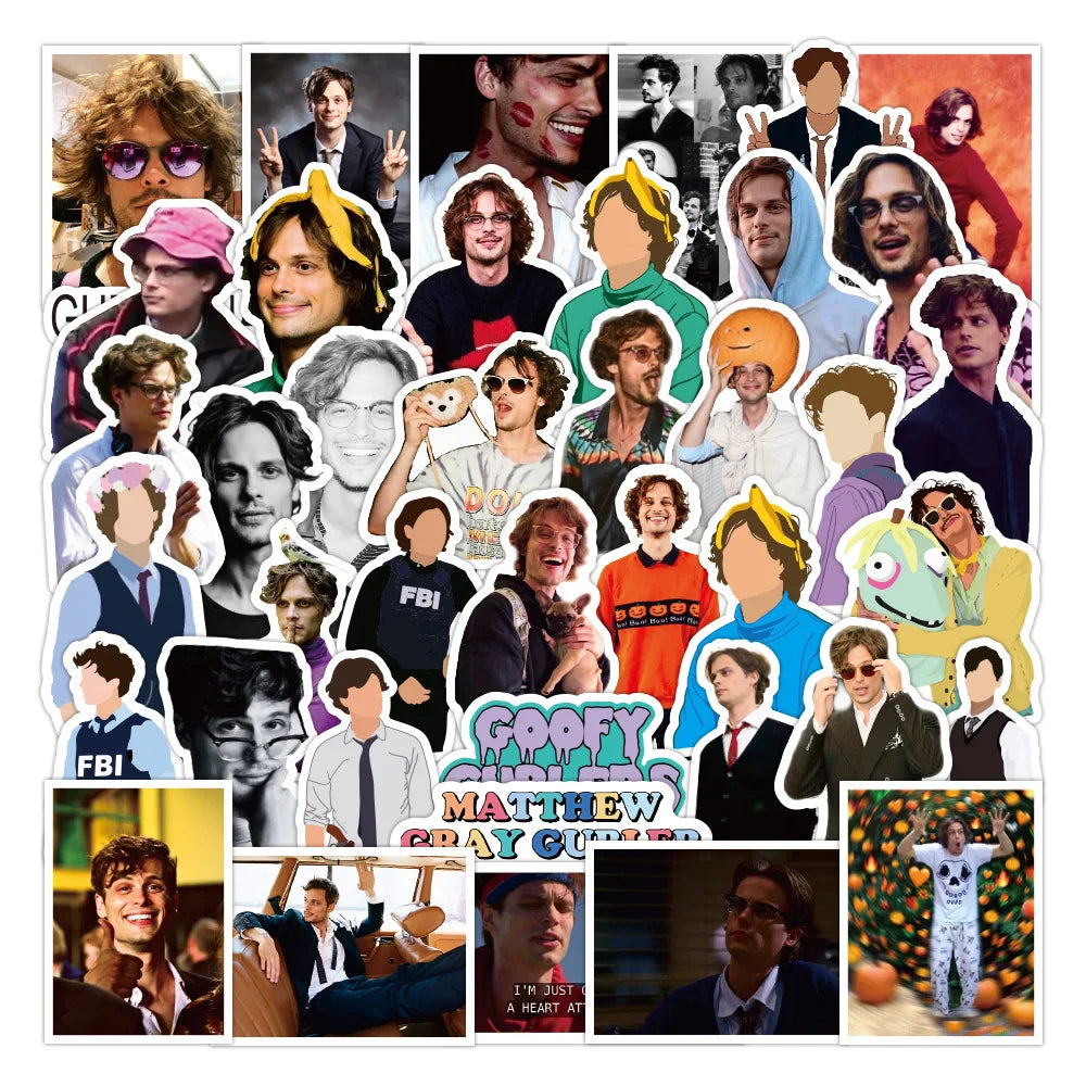 10/50pcs Fashion American Actor Matthew Gray Gubler Stickers Waterproof Suitcase Notebook Scooter Model Star Graffiti Stickers (ONLINE ORDER ONLY)