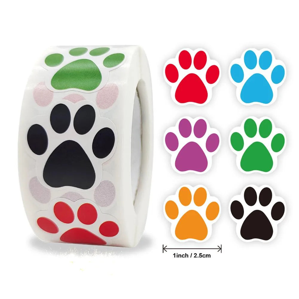Dog Paw Print Natural Kraft Paper Thank You Stickers Seal Labes 1Inch Gift Packaging Stationery Sticker 500 Labels Per Roll (Online Order Only)