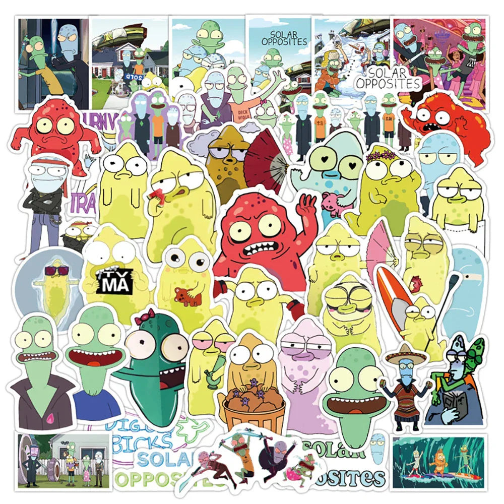 Solar Opposites Stickers 10/30/50PCS for Skateboard, Phone, Laptop, Luggage, Graffiti, Kids Toy (ONLINE ORDER ONLY)