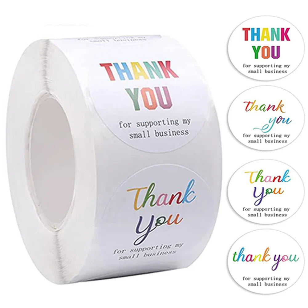 500pcs/roll Thank You Stickers Label Exquisite Design Adhesive Envelope Seals Stickers Appreciation Cards for Wedding Birthday (ONLINE ORDER ONLY)