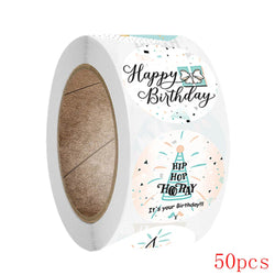 50-500pcs Round Happy Birthday Handmad Sticker Sealing Sticker Vintage DIY Gift Stickersdhesive Christmas Sticker Stationery (ONLINE ORDER ONLY)