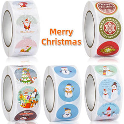 500pcs Merry Christmas Stickers Roll Round Holiday Label Stickers Christmas Envelope Stickers for Cards, Presents, Bag,Gift Box (ONLINE ORDER ONLY)