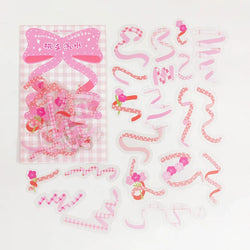 40Pcs/pack Heart Ribbon Series Stickers Hand Account Scrapbooking Decorative Sticker Korean DIY Material Stickers Stationery (ONLINE ORDER ONLY)
