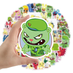 10/30/50pcs   New Happy Tree Friends Graffiti Stickers Cool Helmet Classic Window Wall Water Cup Trolley Popular Luggage Compart (ONLINE ORDER ONLY)