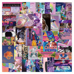 10/30/50pcs Ins Vaporwave Cool Stickers Aesthetic Graffiti DIY Phone Scrapbook Laptop Luggage Skateboard Sticker Decals Kids Toy (ONLINE ORDER ONLY)