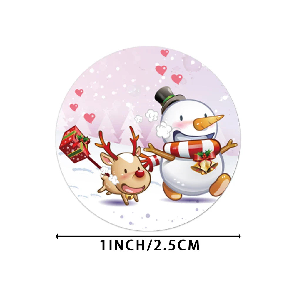 100-500pcs Christmas Stickers Roll Cartoons Gift Cards Party Package Cute Santa Label Sealing Decor Party Decorative Stickers (ONLINE ORDER ONLY)