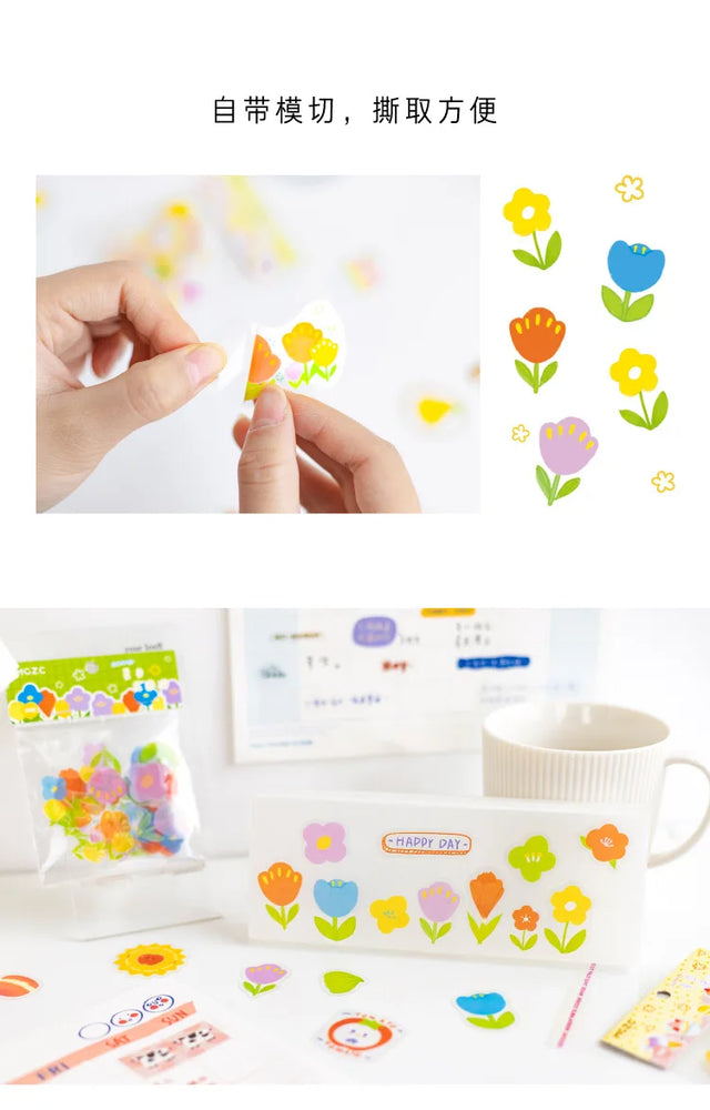 30Pcs/lot Flower Small World Series Stickers Scrapbooking Decorative Sticker DIY Diary Album Stick Label Kawaii Stationery (ONLINE ORDER ONLY)