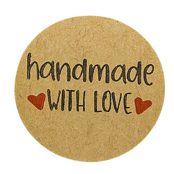 100-500pcs Kraft Paper Sticker Handmade With Love Round Adhesive Labels Baking Wedding Decoration Party Decoration Stickers (ONLINE ORDER ONLY)