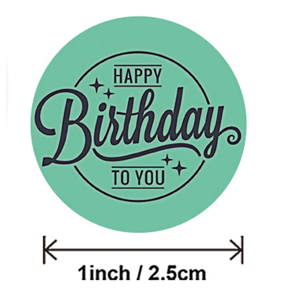 100-500pcs Cute Happy Birthday Sticker Birthday Gift Decoration Label Sealing Balloon Cake Label Packaging Scrapbook Sticker (Online Order Only)