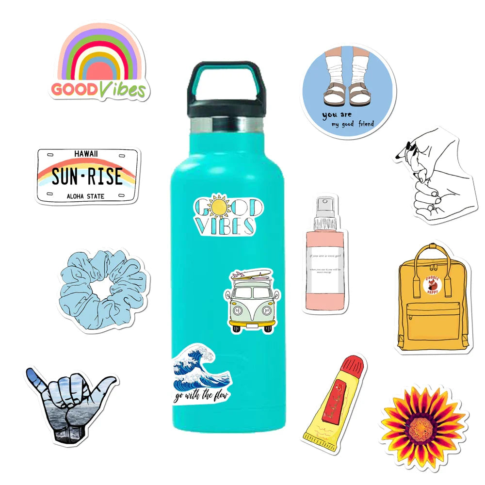 35pcs 100% Vinyl Cute Nature VSCO Girl Stickers for Water Bottles Waterproof Aesthetic Stickers for Girls Laptop Decals (ONLINE ORDER ONLY)