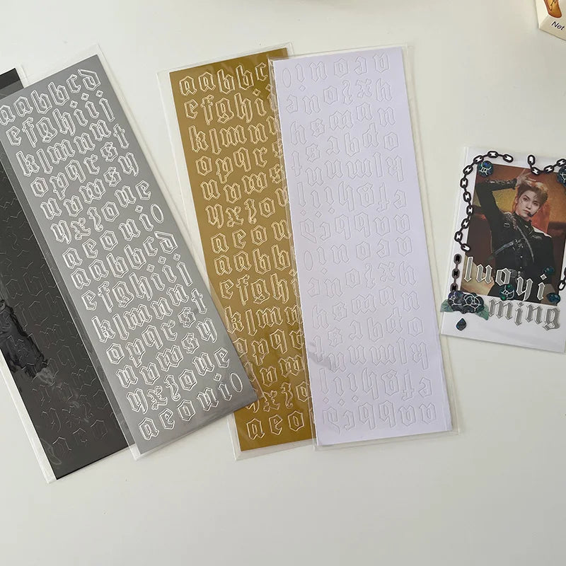Stamping Gold Silver lrregular Letters Stickers Korea Ins Hand Account Photo Album DIY Deco Material Sticker Stationery (ONLINE ORDER ONLY)