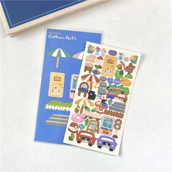 Ins Cute Landscape Stickers Outdoor Indoor Bear Waterproof Stickers Idol Card Hand Account Decoration Stickers Stationery (ONLINE ORDER ONLY)
