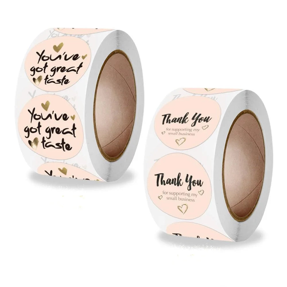 500pcs/roll Thank You Stickers For Seal Labels 1 Inch Gift Packaging Stickers Birthday Party Offer Stationery Sticker (ONLINE ORDER ONLY)